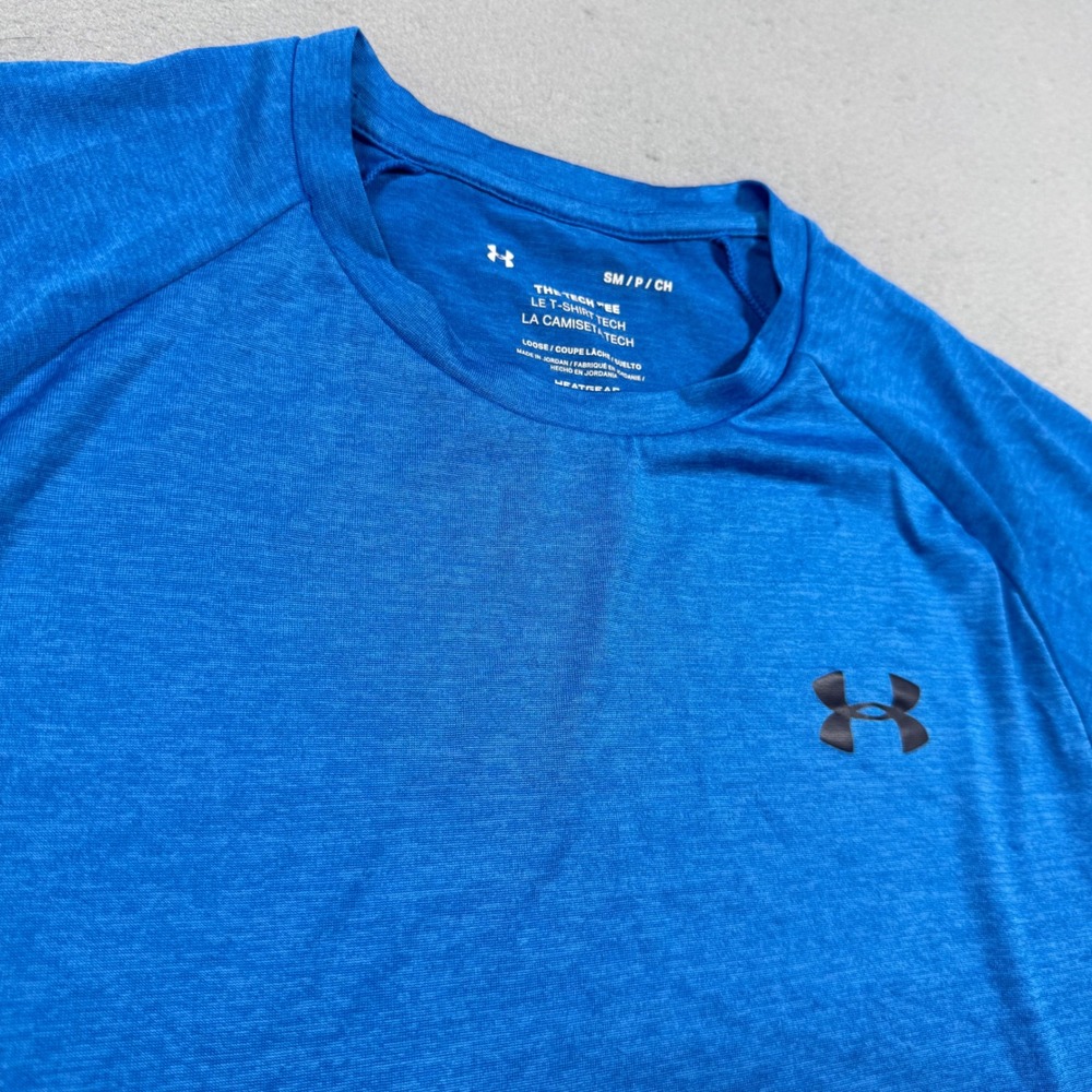 Under Armour Mens HeatGear Tech Tee Blue Short Sleeve Loose Fit Training Shirt S
